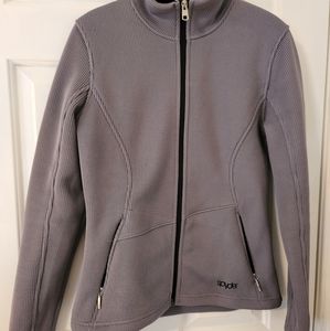 Spyder Knit Zip-up Sweater | Gray with Black Lining, Silver Hardware | size: M